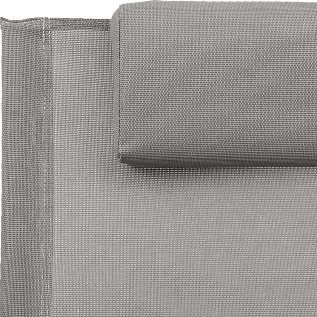 Шезлонг с възглавница, стомана и textilene, сив