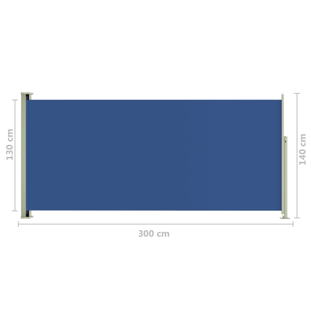 Прибираща се дворна странична тента, 140x300 см, синя