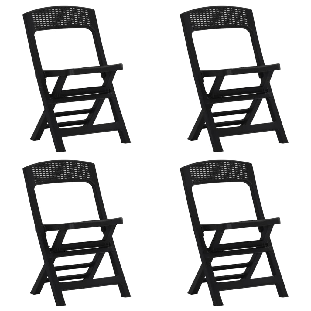 Сгъваеми градински столове, 4 бр, PP, антрацит
