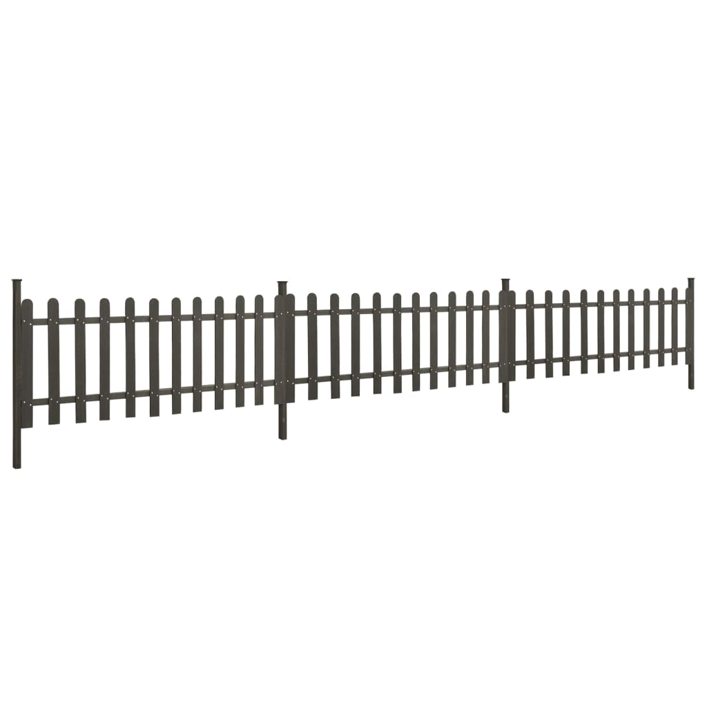 Дъсчена ограда с колчета, 3 бр, WPC, 614x80 см
