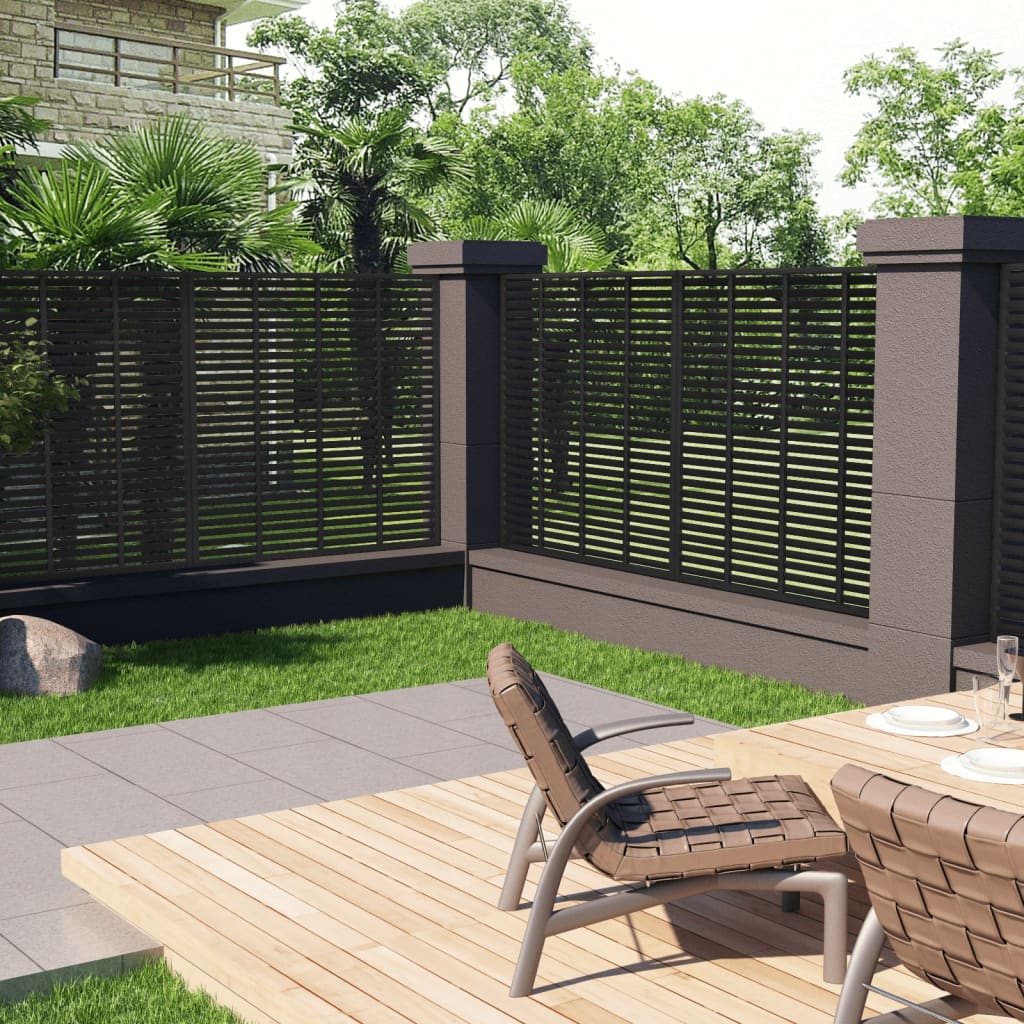 Ограда с ламели, WPC, 180x180 см, черна