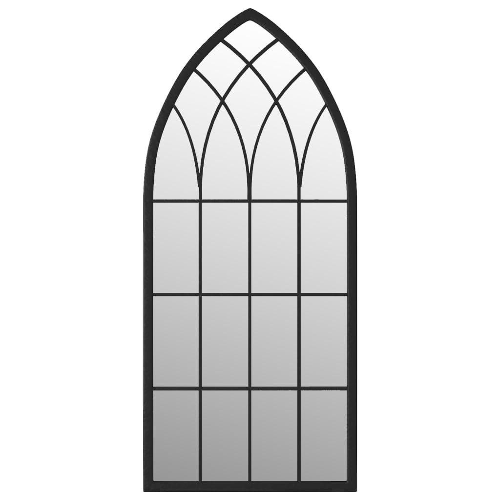 Градинско огледало черно 70x30 см желязо за външна употреба