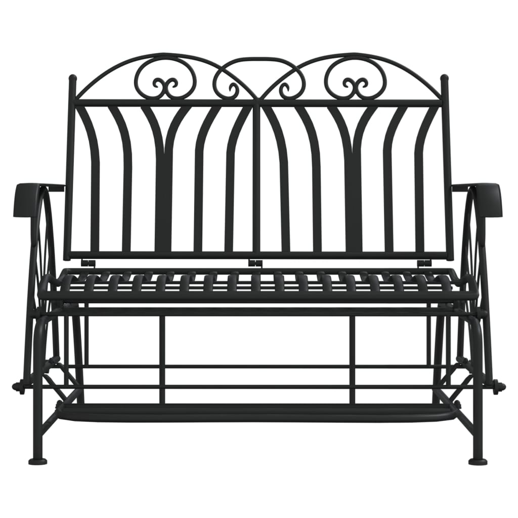 2-местна пейка планер, 114 см, черна, стомана