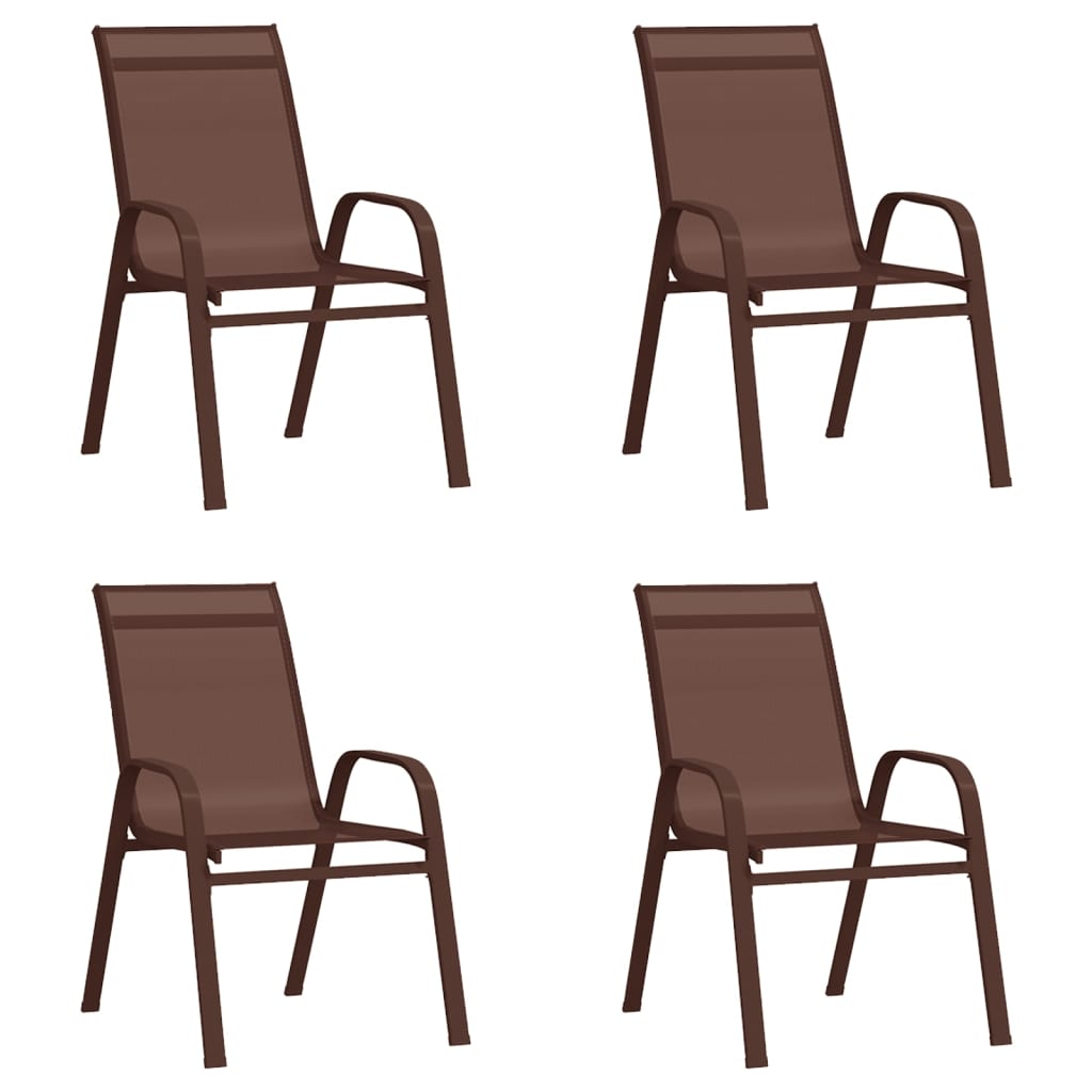 Стифиращи градински столове, 4 бр, кафяви, тъкан textilene
