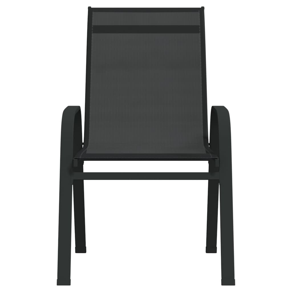 Стифиращи градински столове, 6 бр, черни, тъкан textilene