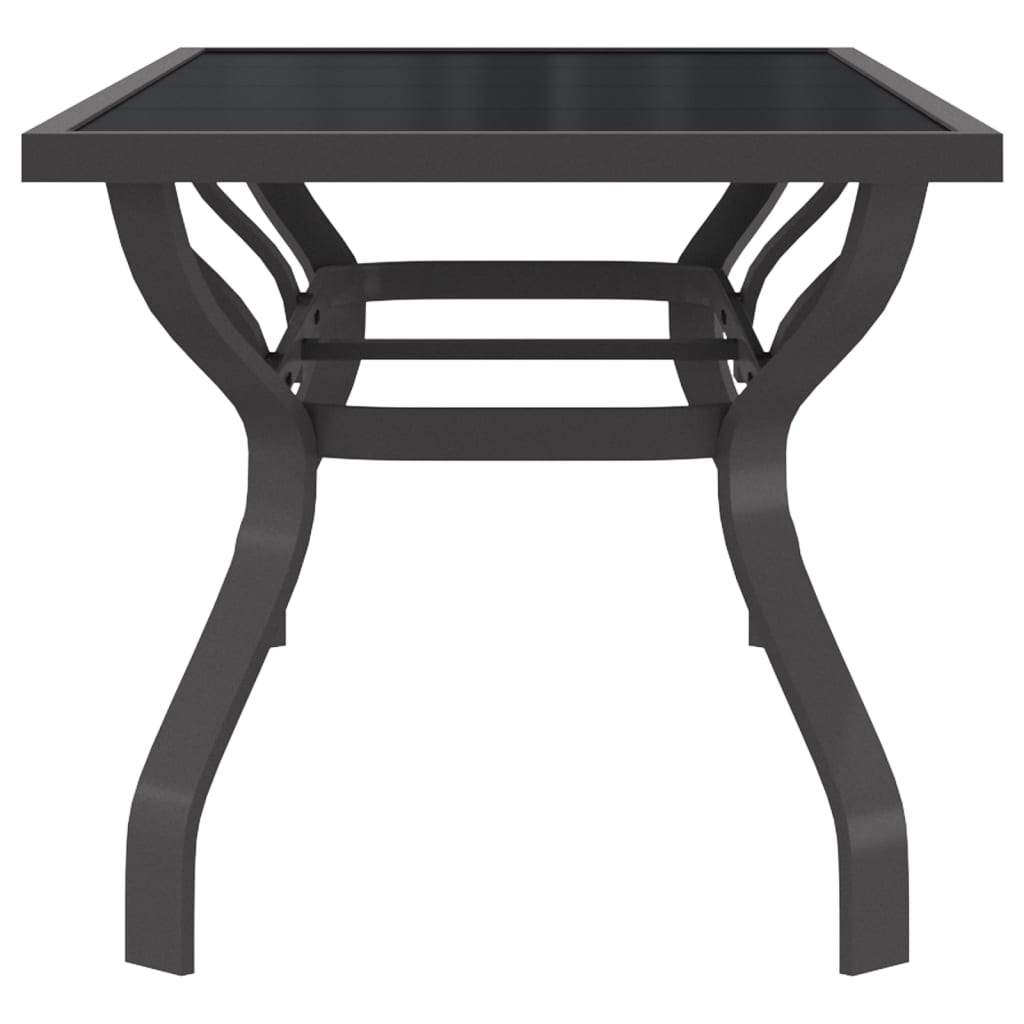 Градинска маса, сиво-черна, 180x80x70 см, стомана и стъкло