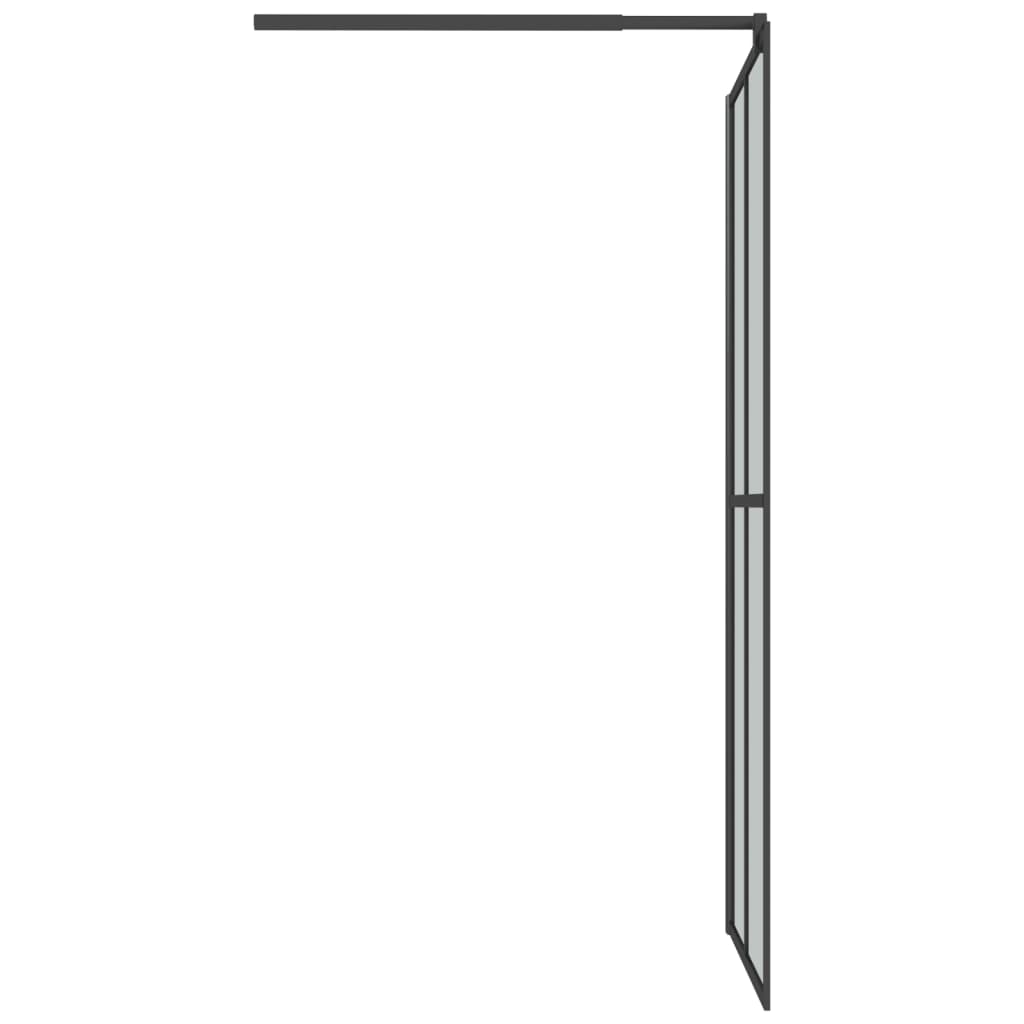 Стена за душ кабина с рафт черна 100x195 см ESG стъкло/алуминий