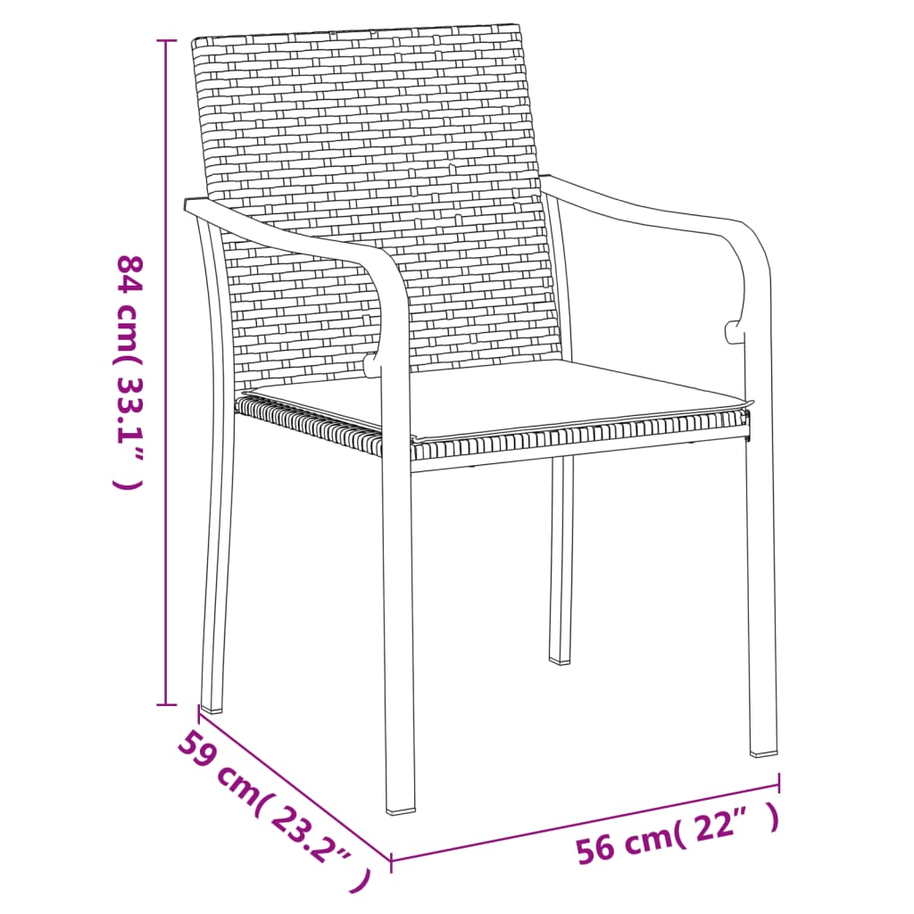 Градински стол с възглавници 6 бр кафяв 56x59x84 см полиратан