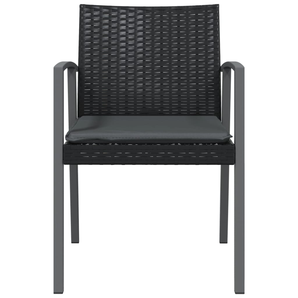 Градински стол с възглавници 4 бр черни 56,5x57x83 см полиратан