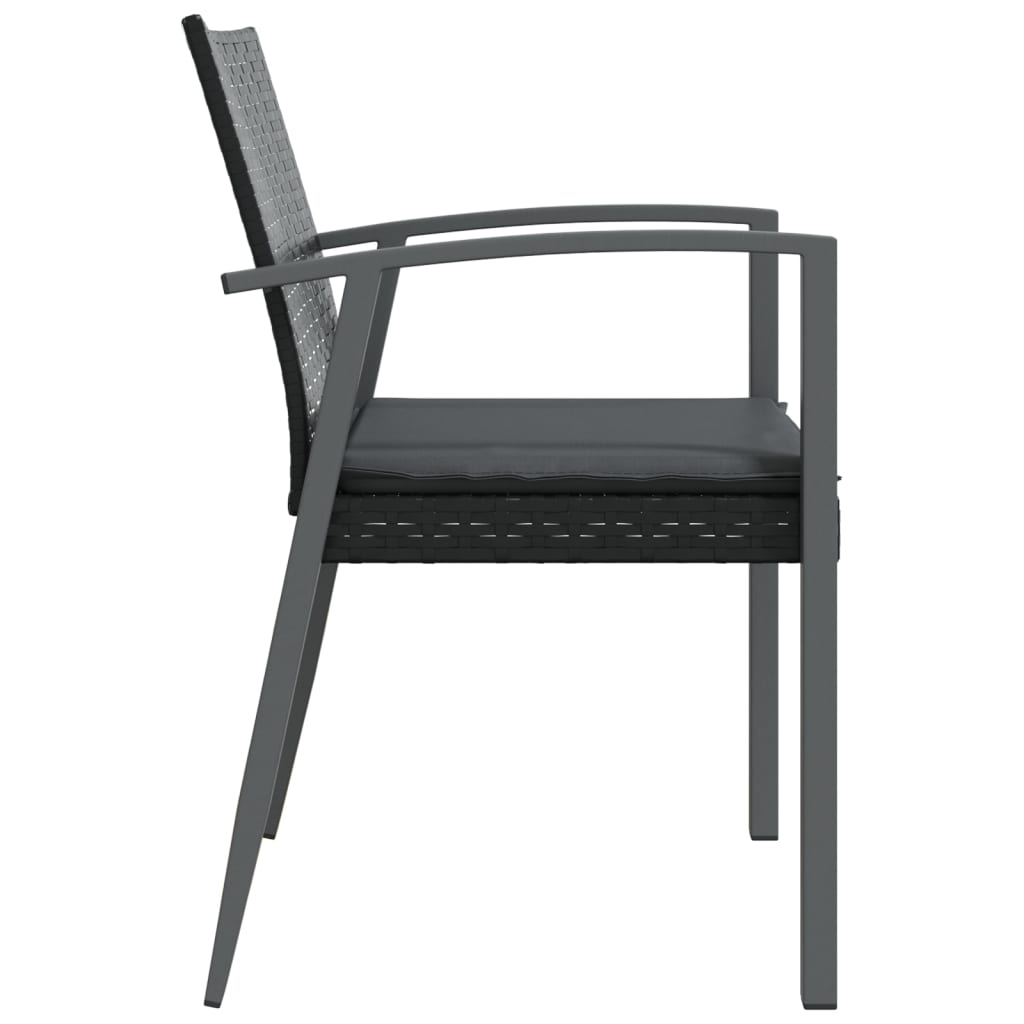 Градински стол с възглавници 4 бр черни 56,5x57x83 см полиратан