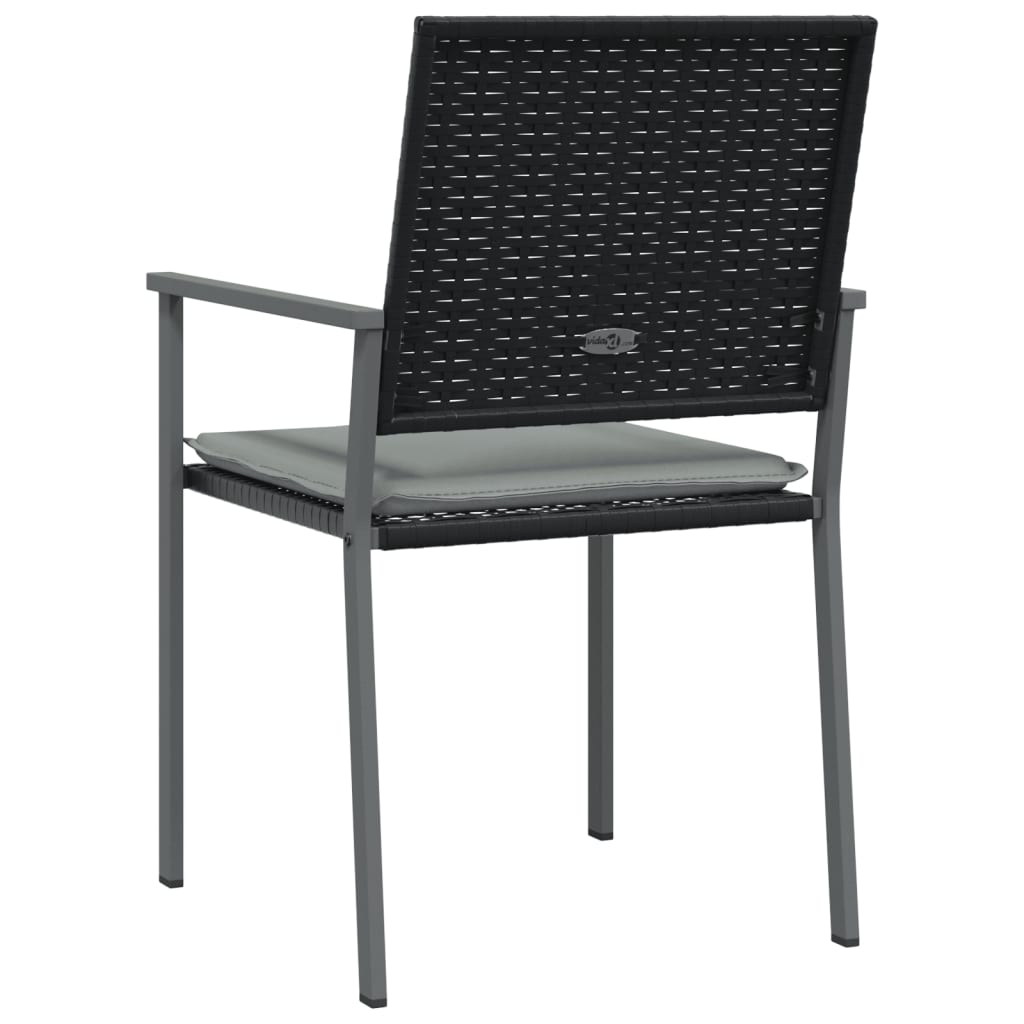 Градински стол с възглавници 6 бр черни 54x62,5x89 см полиратан