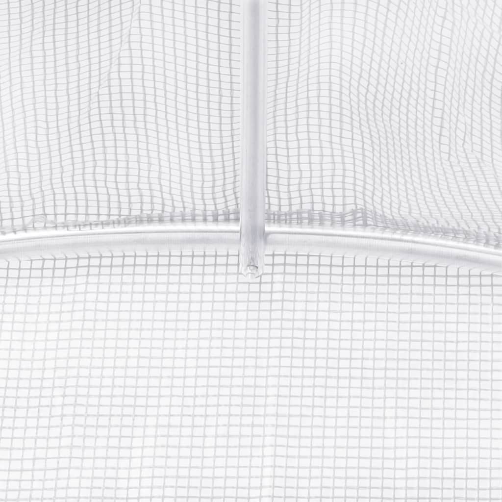 Оранжерия със стоманена рамка бяла 28 м² 14x2x2 м