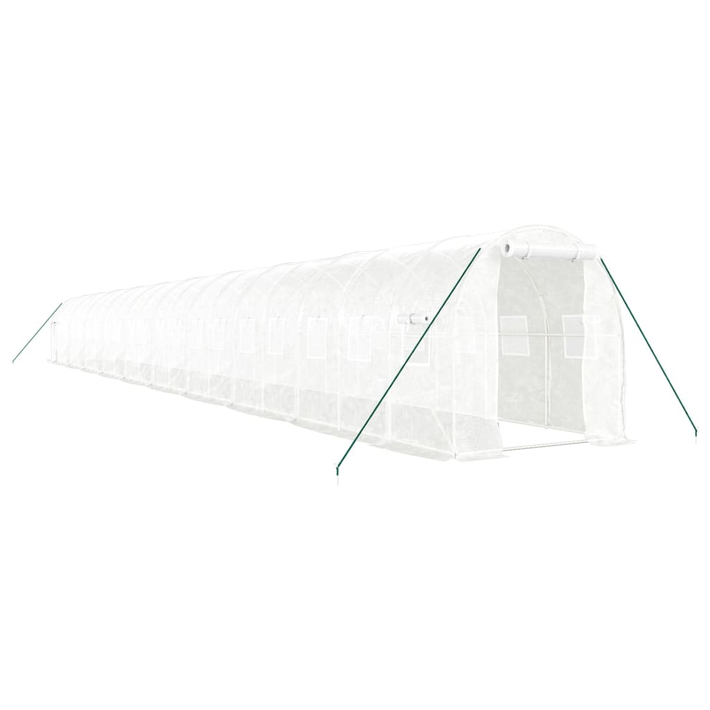 Оранжерия със стоманена рамка бяла 40 м² 20x2x2 м