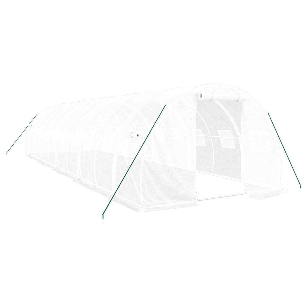 Оранжерия със стоманена рамка бяла 30 м² 10x3x2 м