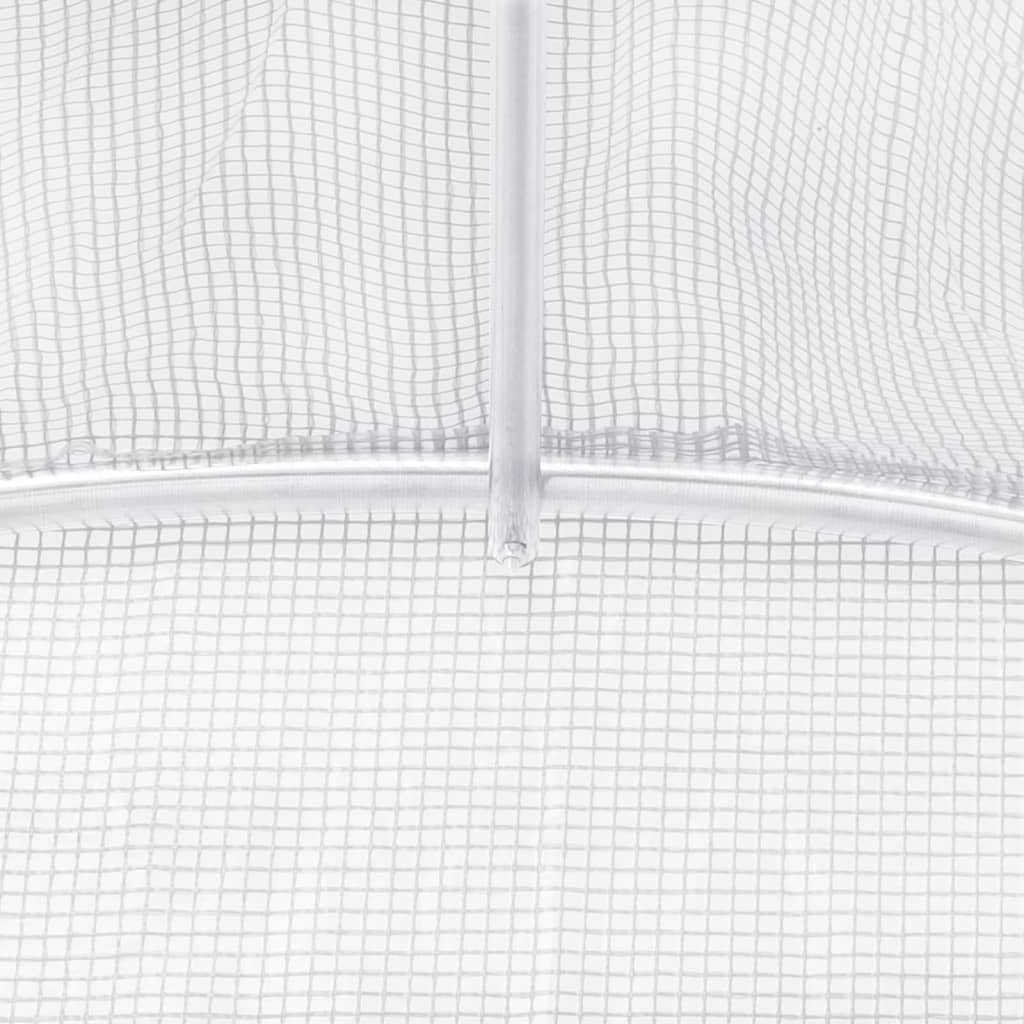 Оранжерия със стоманена рамка бяла 48 м² 16x3x2 м
