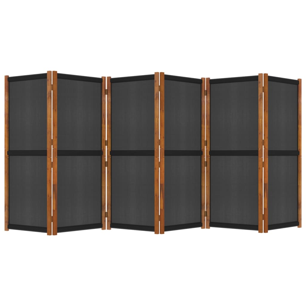 Параван за стая, 6 панела, черен, 420x180 cм