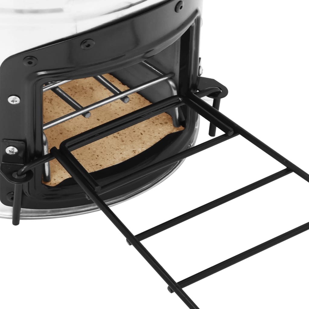 Къмпинг печка на дърва, сребриста, 45,5x33x25,5 см, стомана