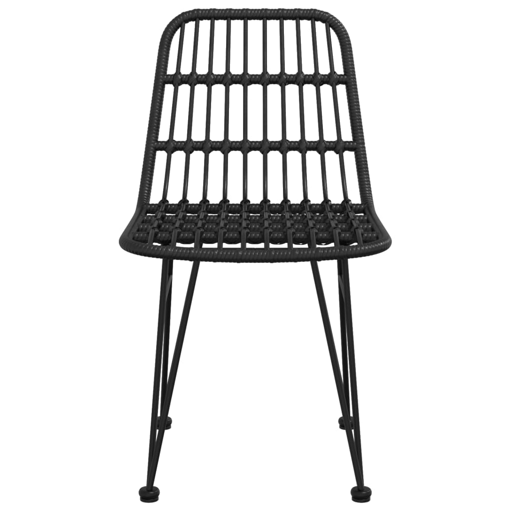 Градински столове, 2 бр, черни, 48x62x84 см, PE ратан