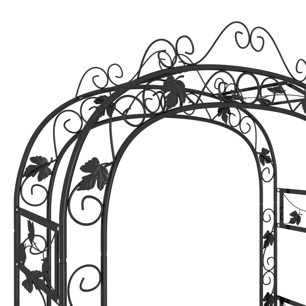 Градинска арка, черна, 116x45x240 см, стомана