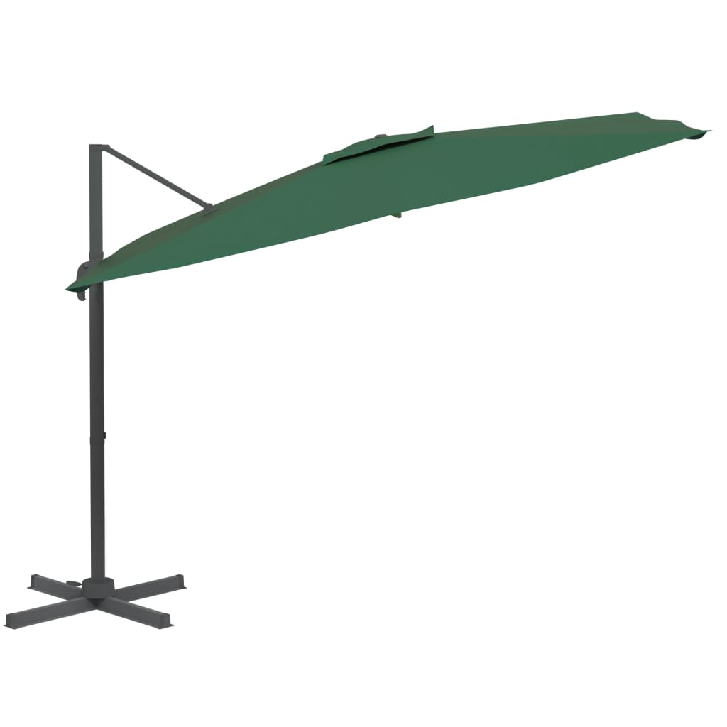 Конзолен чадър с алуминиев прът, зелен, 400x300 см