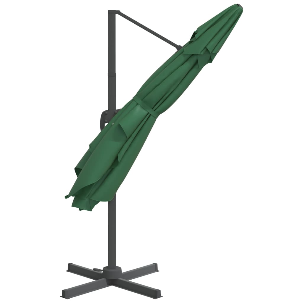 Конзолен чадър с алуминиев прът, зелен, 400x300 см