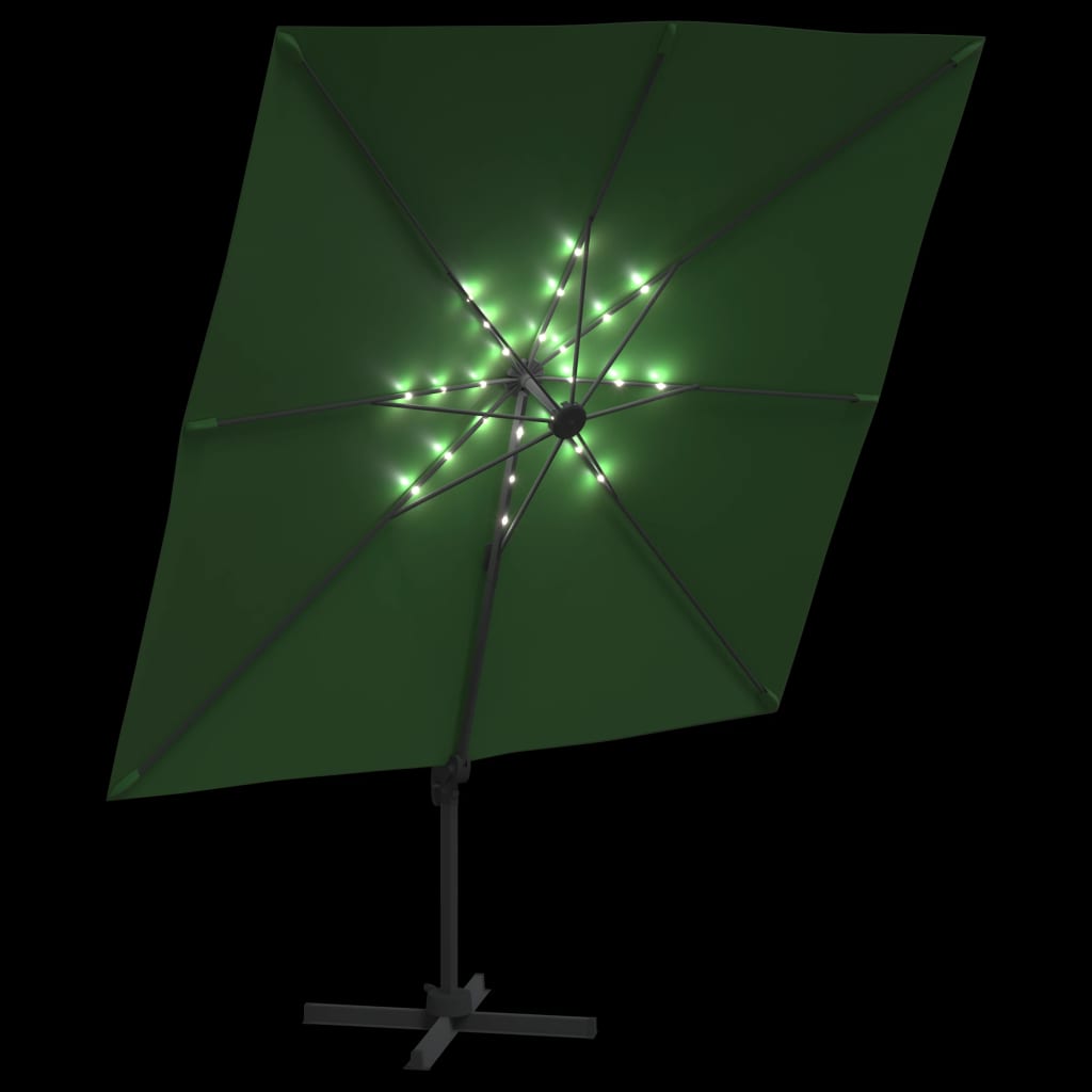 LED конзолен чадър, зелен, 400x300 см