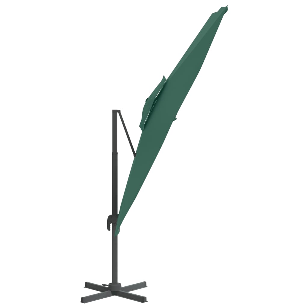 Конзолен чадър с двоен покрив, зелен, 300x300 см