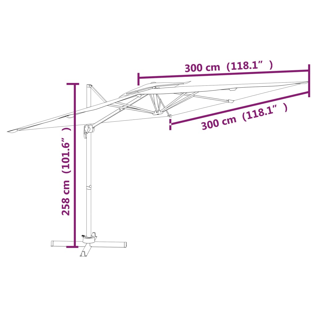 Конзолен чадър с двоен покрив, антрацит, 300x300 см