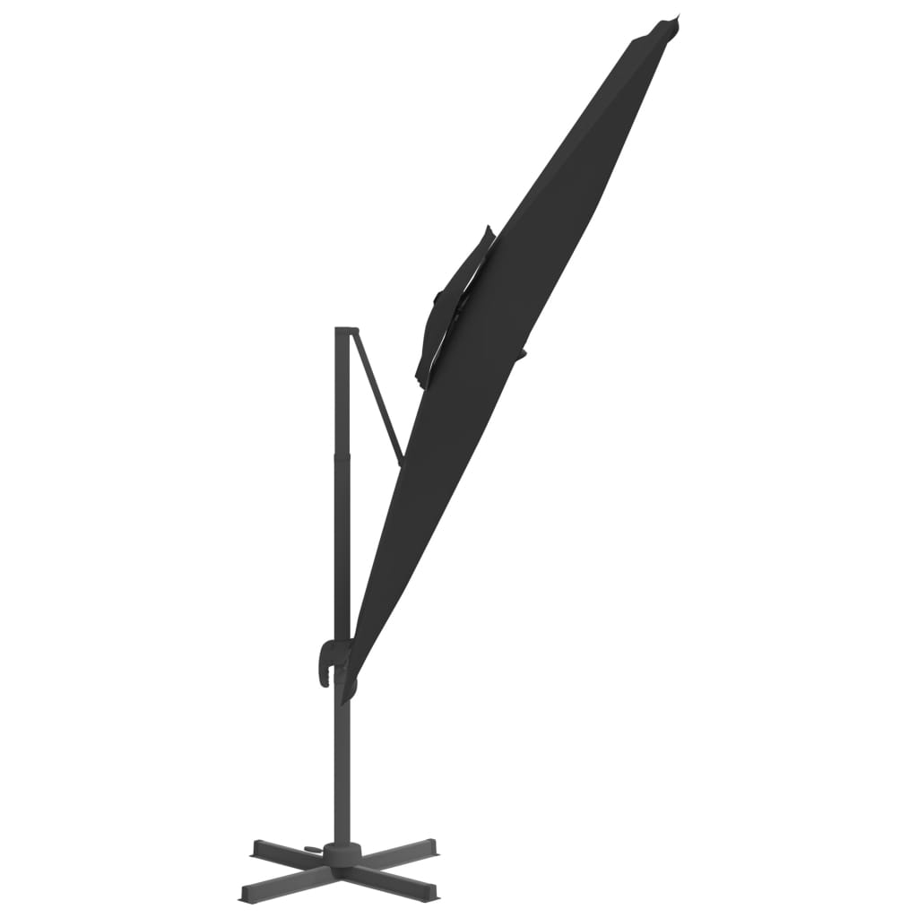 Конзолен чадър с двоен покрив, черен, 400x300 см