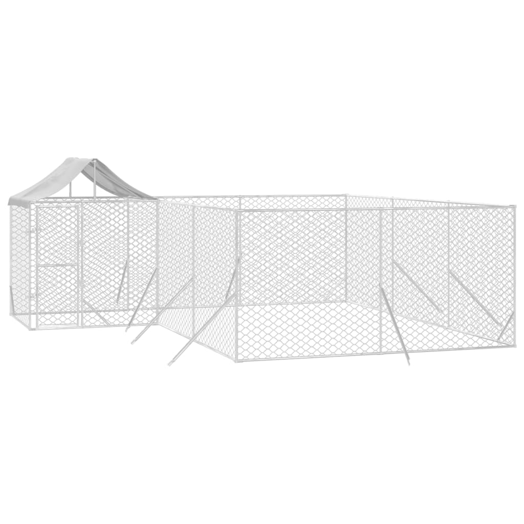 Външна клетка за куче с покрив сребриста 6x6x2,5 м стомана