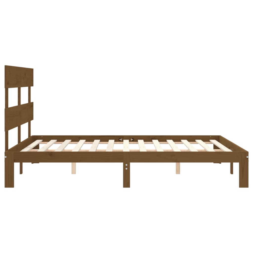 Рамка за легло с табла, меденокафява, 160x200 см, масивно дърво