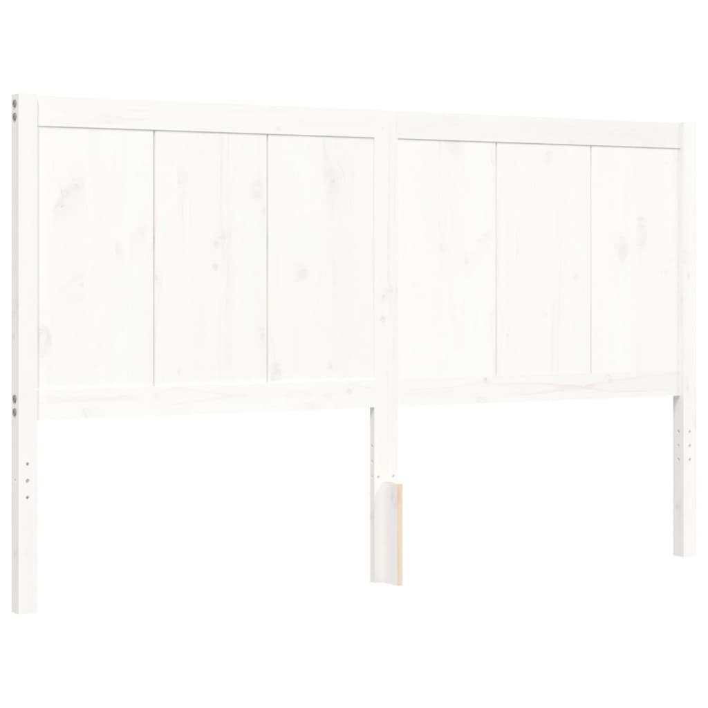 Рамка за легло с табла, бяла, 160х200 см, масивно дърво