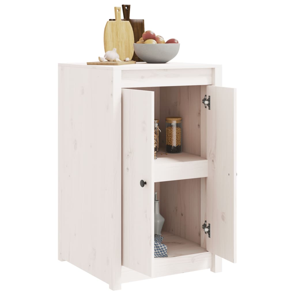 Кухненски шкаф за открито, бял, бор масив