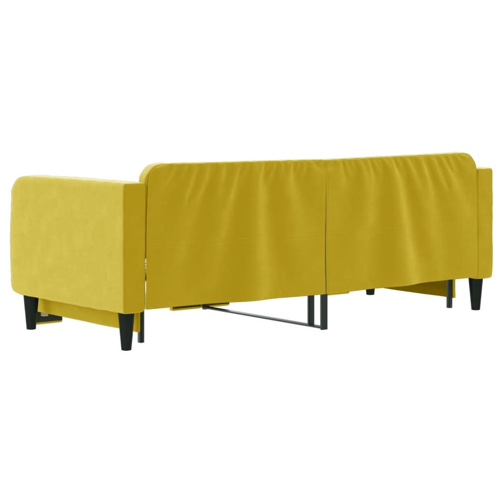 Канапе с изтеглящо разтегателно легло жълто 90x200 см кадифе