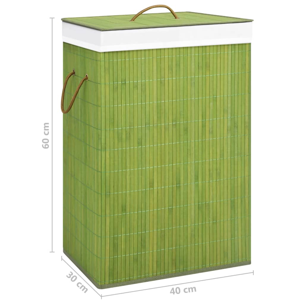 Бамбуков кош за пране с една секция, зелен