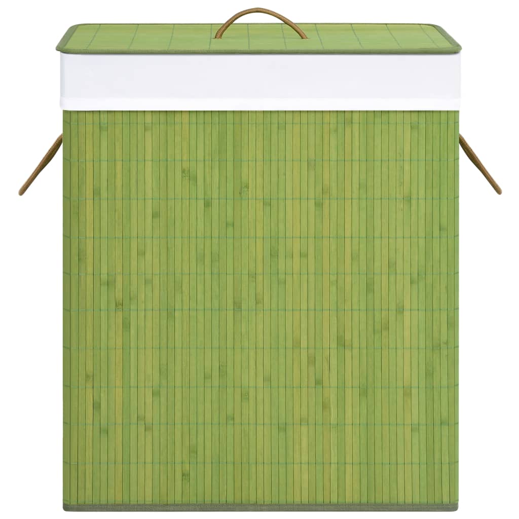 Бамбуков кош за пране с една секция, зелен, 83 л