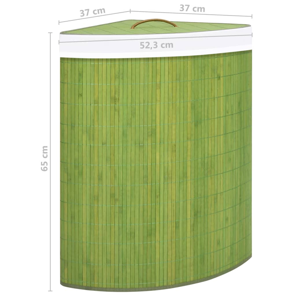 Бамбуков ъглов кош за пране, зелен, 60 л