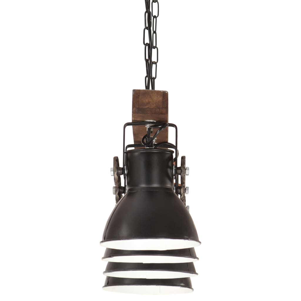 Индустриална лампа за таван, черна, E27, мангово дърво