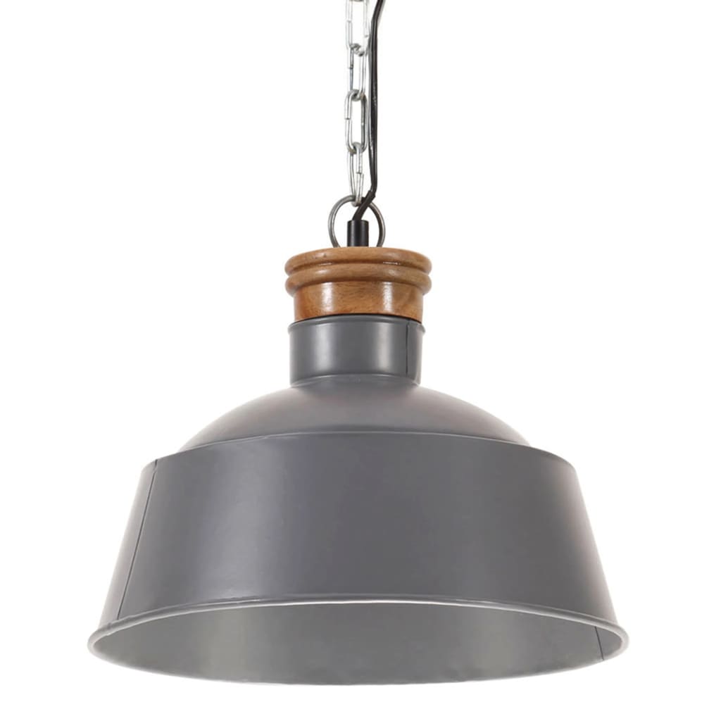 Индустриална пенделна лампа, 32 см, сива, E27