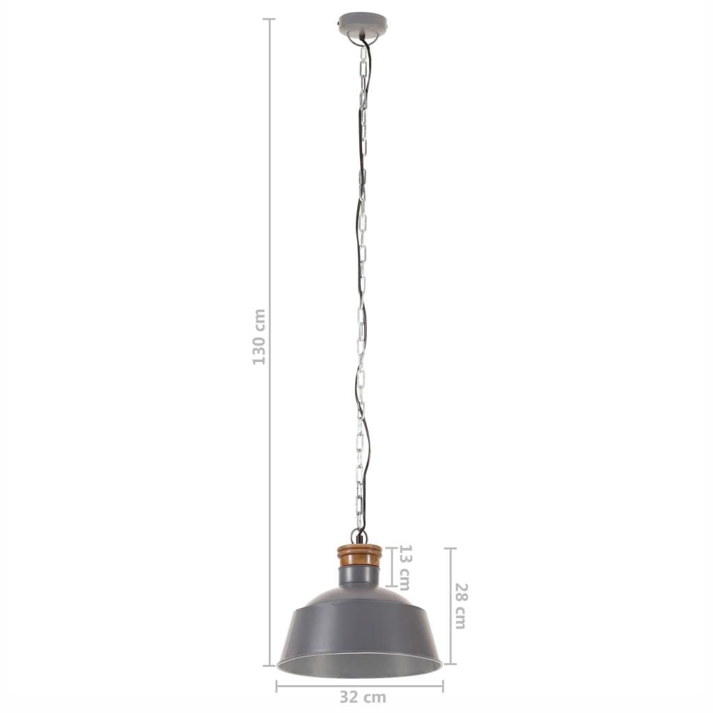 Индустриална пенделна лампа, 32 см, сива, E27