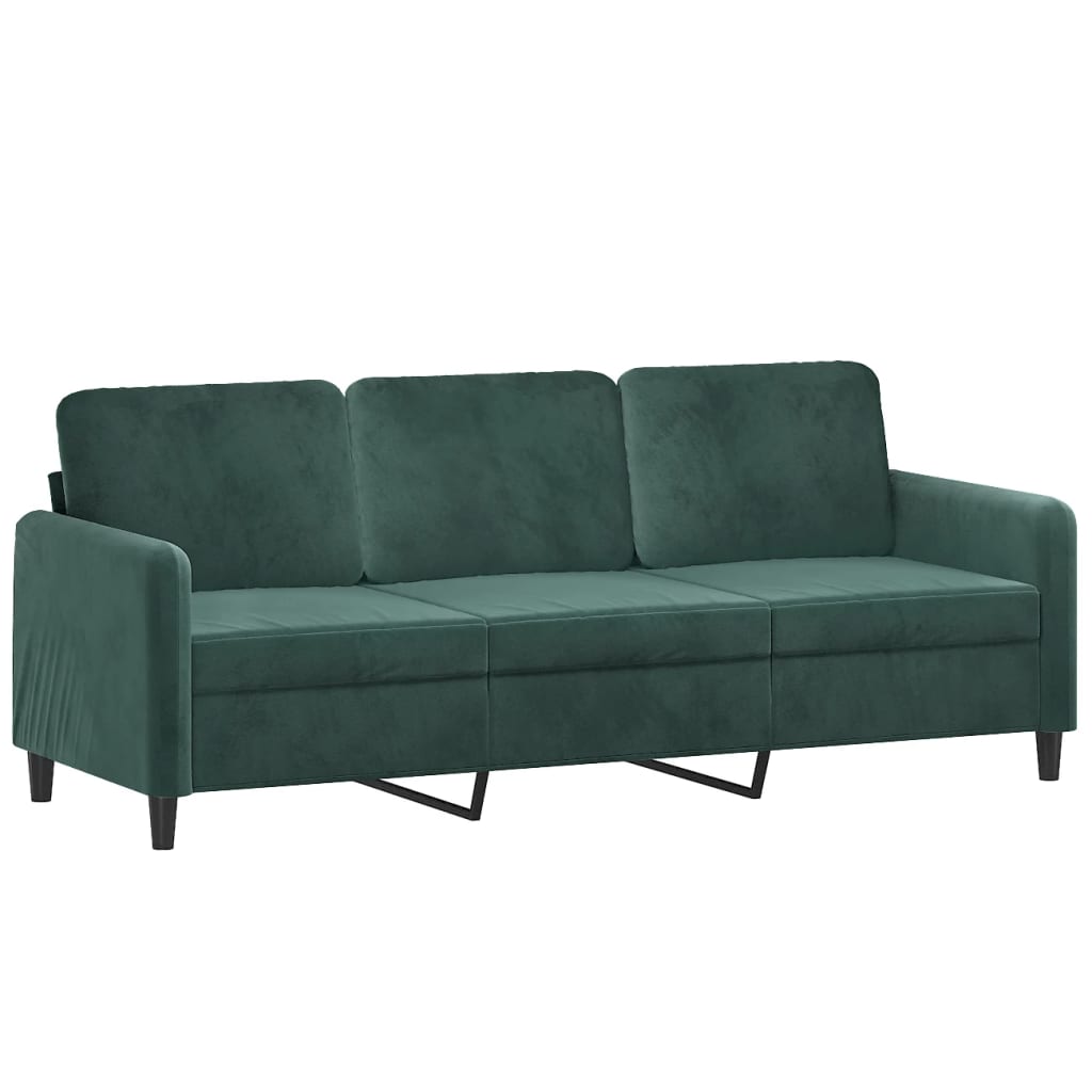 3-местен диван с възглавници тъмнозелен 180 см кадифе