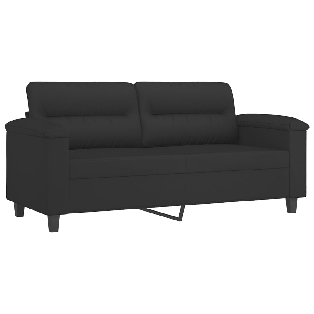2-местен диван с възглавници черен 140 см микрофибърен плат