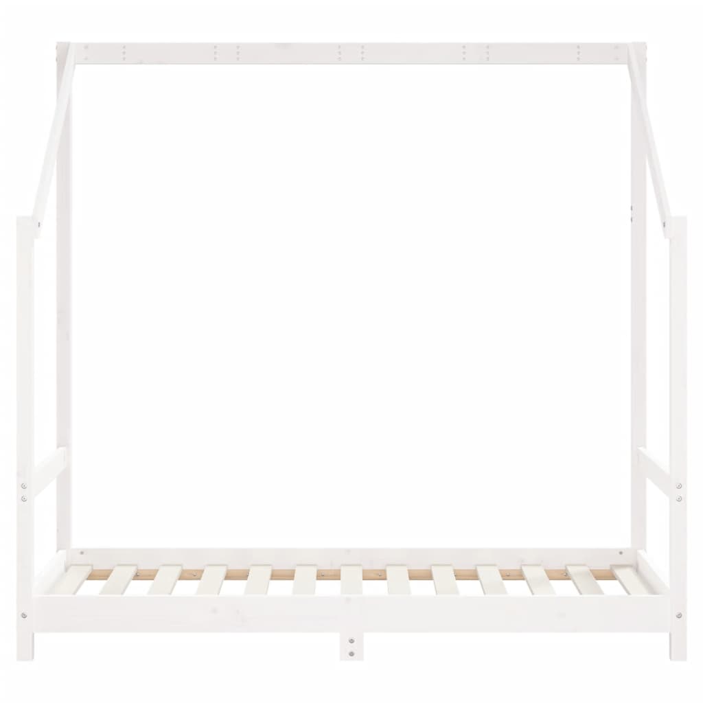 Детска рамка за легло бяла 2x(80x160) см борово дърво масив