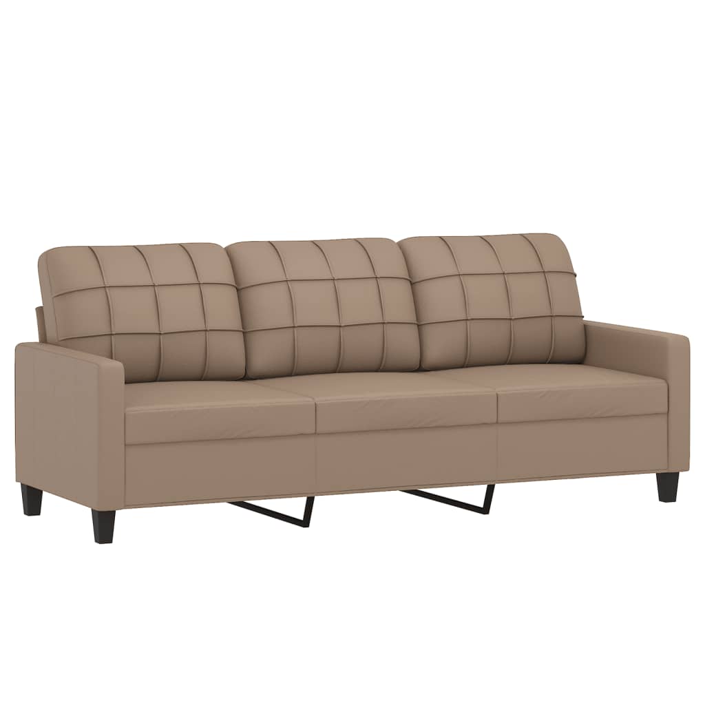 3-местен диван с табуретка, капучино, 180 см, изкуствена кожа