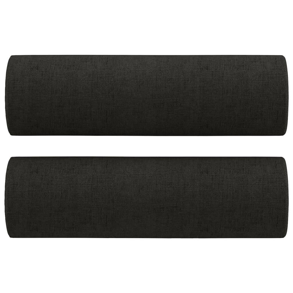 Комплект дивани 3 части с възглавници черен текстил