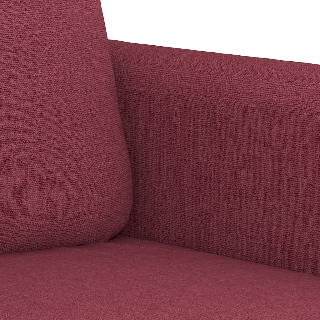 Комплект дивани 3 части с възглавници виненочервен текстил