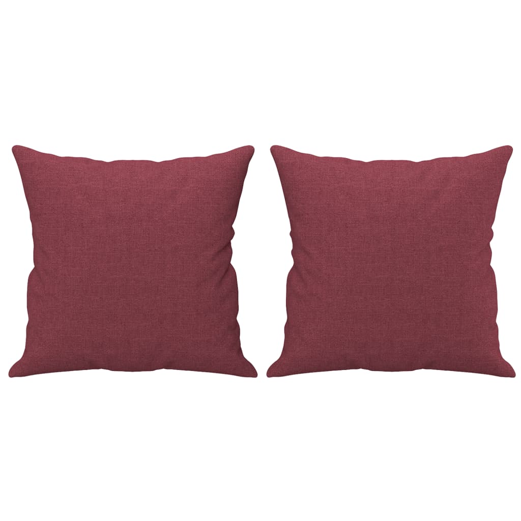 Комплект дивани 2 части с възглавници виненочервен текстил
