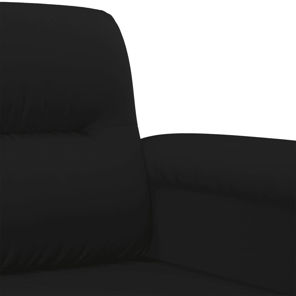 Комплект дивани от 3 части с възглавници черен плат микрофибър