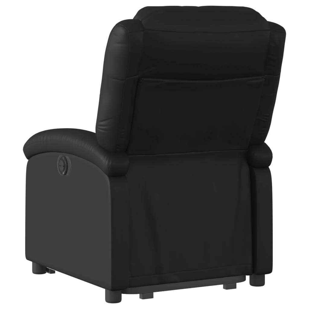 Изправящ реклайнер стол, черен, изкуствена кожа