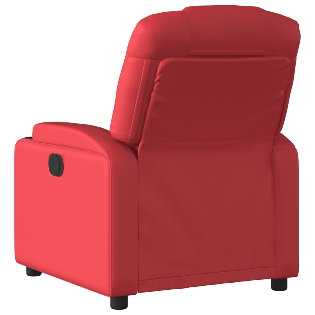 Електрически стол реклайнер, червен, изкуствена кожа